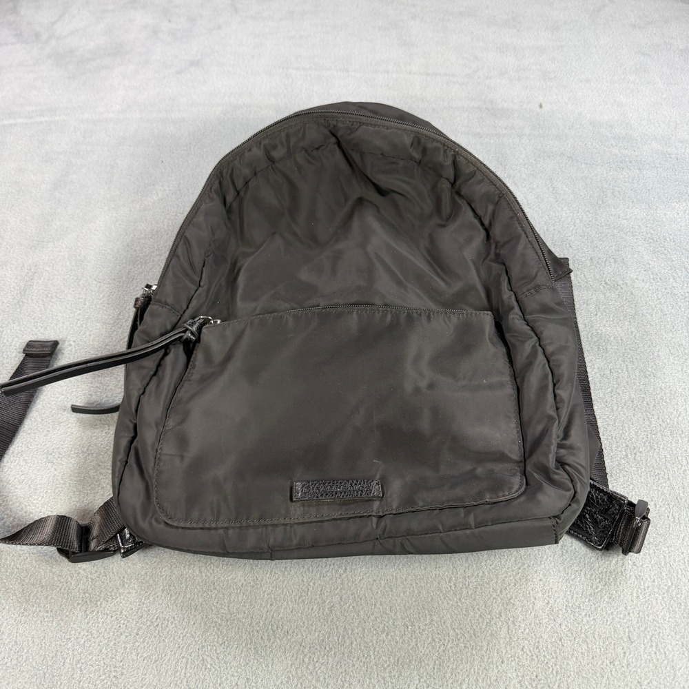 Fabletics Black Nylon Backpack Pebbled Faux Leather‎ Trim Adjustable Straps Bag